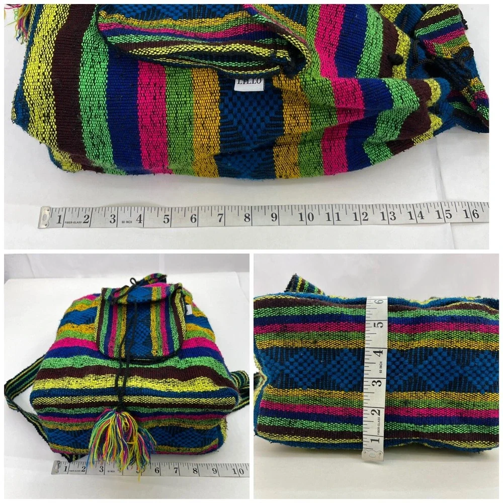 JAMAICA RASTA STYLE‎ Mexican Backpack Boho Colorful Woven Baja Bag Aztec